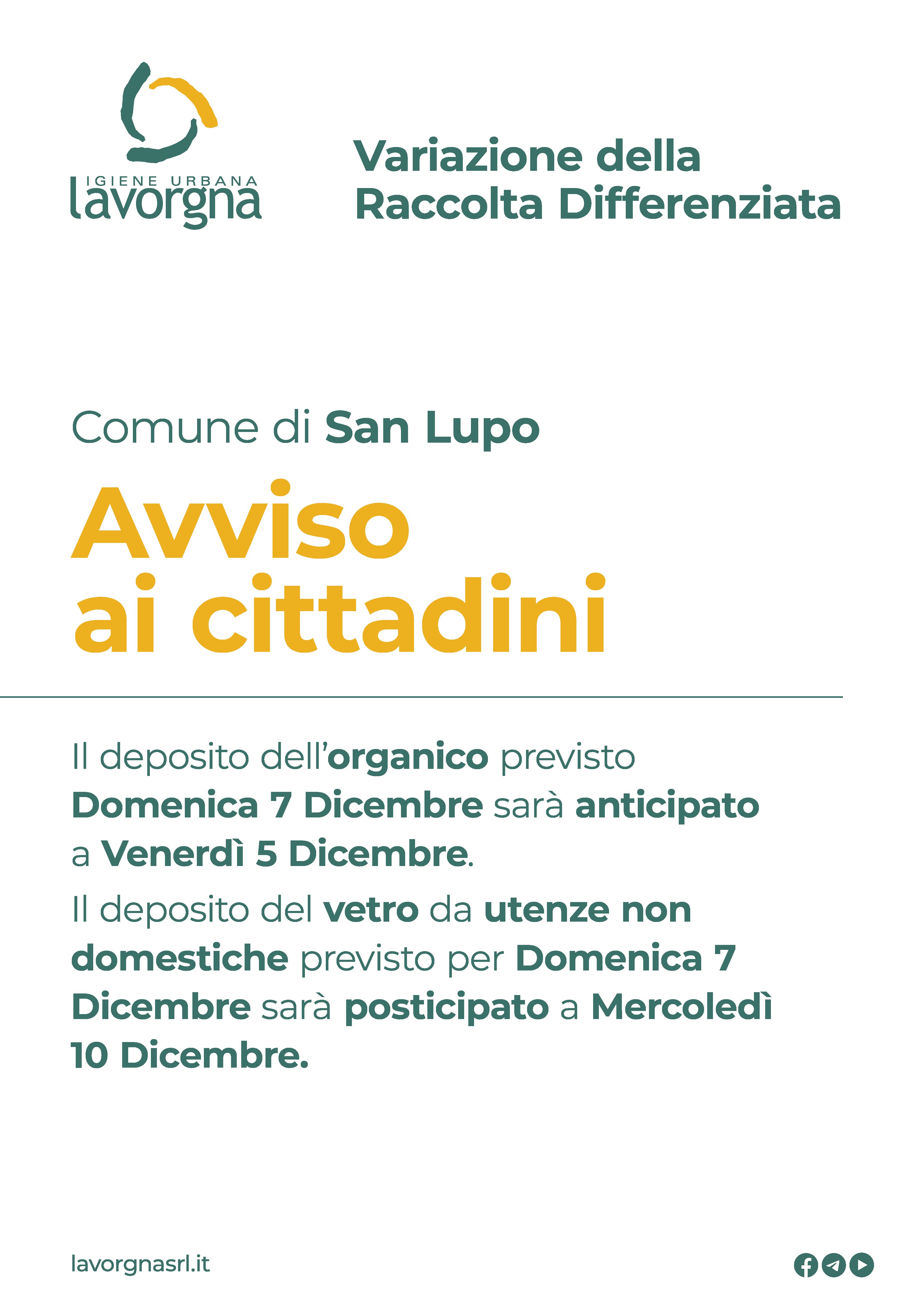 Variazioni della raccolta differenziata per la festività dell’8 dicembre 2025